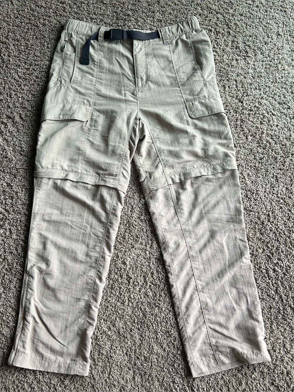 The North Face Mens Large(36x31) Tan Convertible Cargo Hiking Pants Belted Y2K